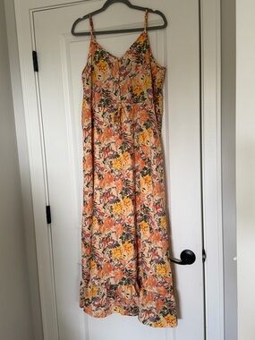 Floral Slip Maxi Dress - Peach Floral